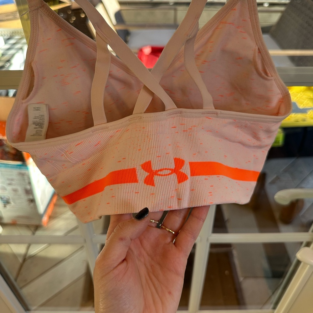 Under Armour Light Pink Sports Bra with Orange Accents - Picture 2 of 3